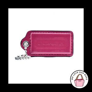 2.5" Large COACH Pink Patent Leather Nickel Key Fob Bag Charm Keychain Hang Tag